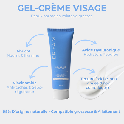 Gel-crème visage ERYAM, 98 % d'origine naturelle