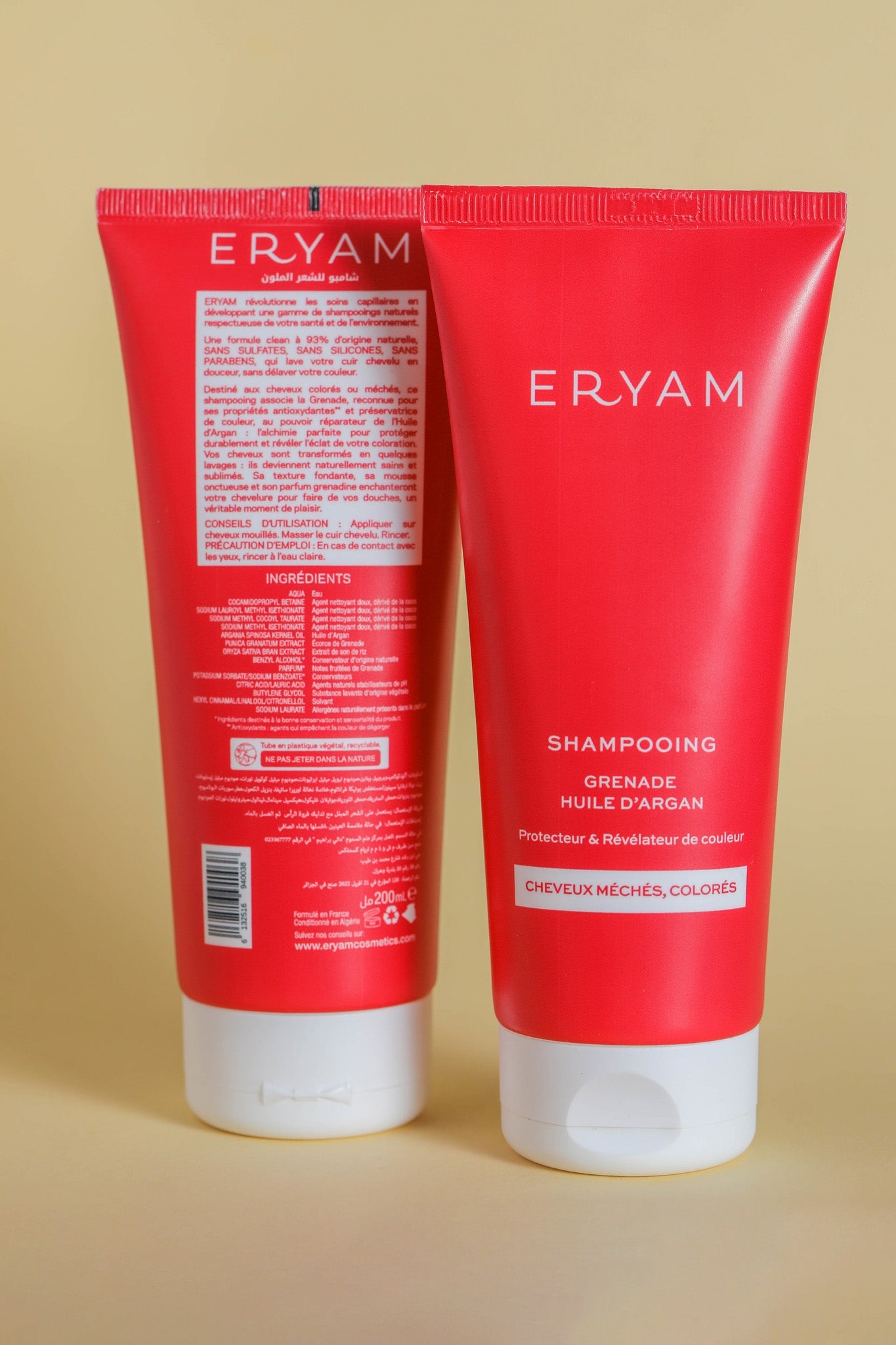 Shampooing Naturel Grenade & Huile d'Argan - Cheveux méchés, colorés - Eryam