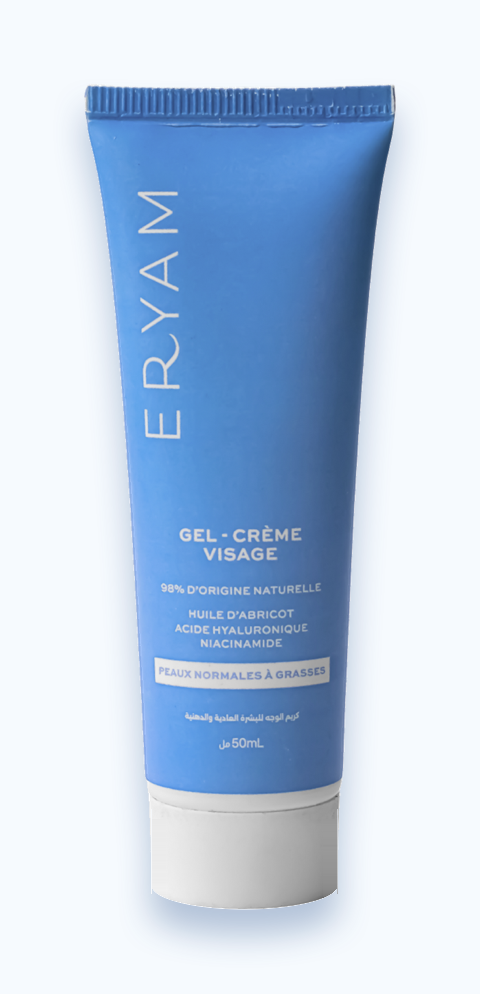 Tube de crème visage hydratante ERYAM, gel-crème 50 ml